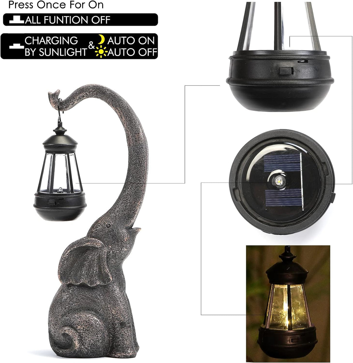 Enchanted Elephant Solar Lamp