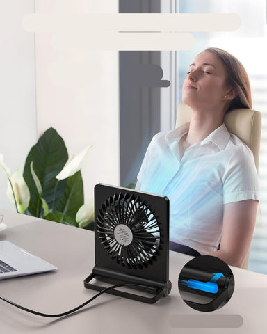 Ultra-Quiet Table Fan | Compact Design with Adjustable Tilt | Perfect Small Desk Fan for Refreshing Airflow