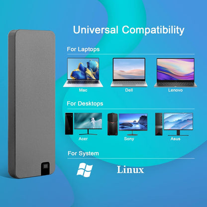 Portable External SSD Hard Drive USB 3.2 Gen 1 Shock-Resistant Aluminum Storage for PC Mac Laptop Travel Business Students Fast Data