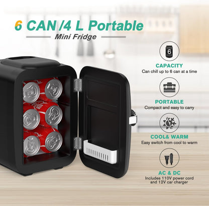 Ortekor Refrigerator Mini Fridge with Cooling & Heating | 4L Capacity for Medication, Skincare, Food, & Dorm Use