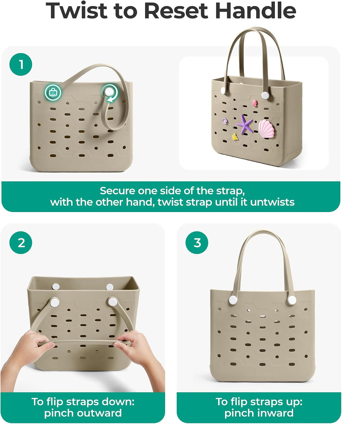 Ortekor Water-Resistant Rubber Tote Bag with Sandproof Design | Stylish Vacation Essential for Summer Fun