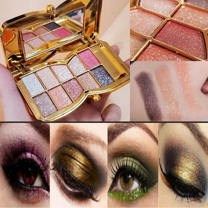10-Color Glitter Eyeshadow Palette Shimmer Mineral Makeup for Parties Weddings Everyday Looks Highly Pigmented Long-Lasting Eye Shadow