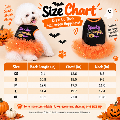 Ortekor Halloween Dog Tutu Dress for Parties & Photos - Soft Lightweight Costume for Small Dogs