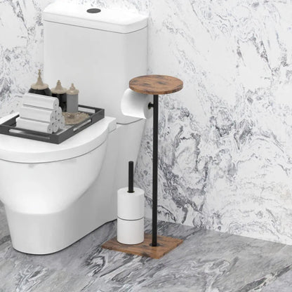 Freestanding Toilet Roll Holder | Tray for Phone and Essentials | Sturdy Stand | BathBridge