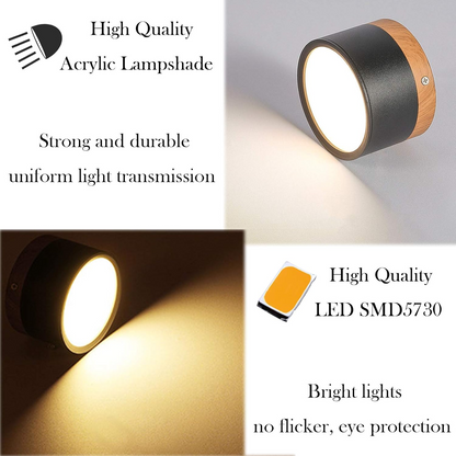 Round LED Flush Mount Light Fixture Wood Accent Aluminum 5W 7W for Entryway Bedroom Kitchen Hallway Ceiling Lamp Modern Minimalist Scandinav