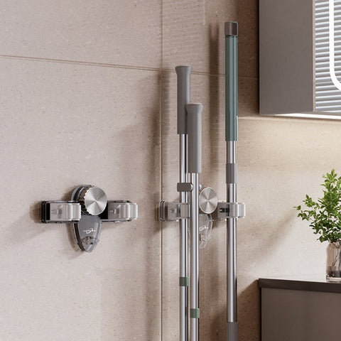 Efficient Storage Solutions | Heavy Duty Mop and Broom Holder with Powerful Suction Cups | Space-Saving Organizer for Clutter-Free Living