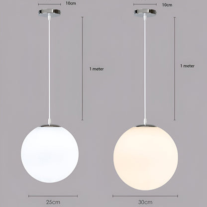 Frosted Glass Globe Hanging Light White Sphere Ceiling Fixture for Kitchen Island Dining Room Bedroom Adjustable Cord Modern Minimalist Desi