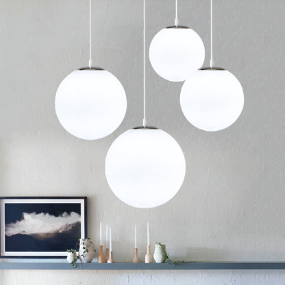 Frosted Glass Globe Hanging Light White Sphere Ceiling Fixture for Kitchen Island Dining Room Bedroom Adjustable Cord Modern Minimalist Desi