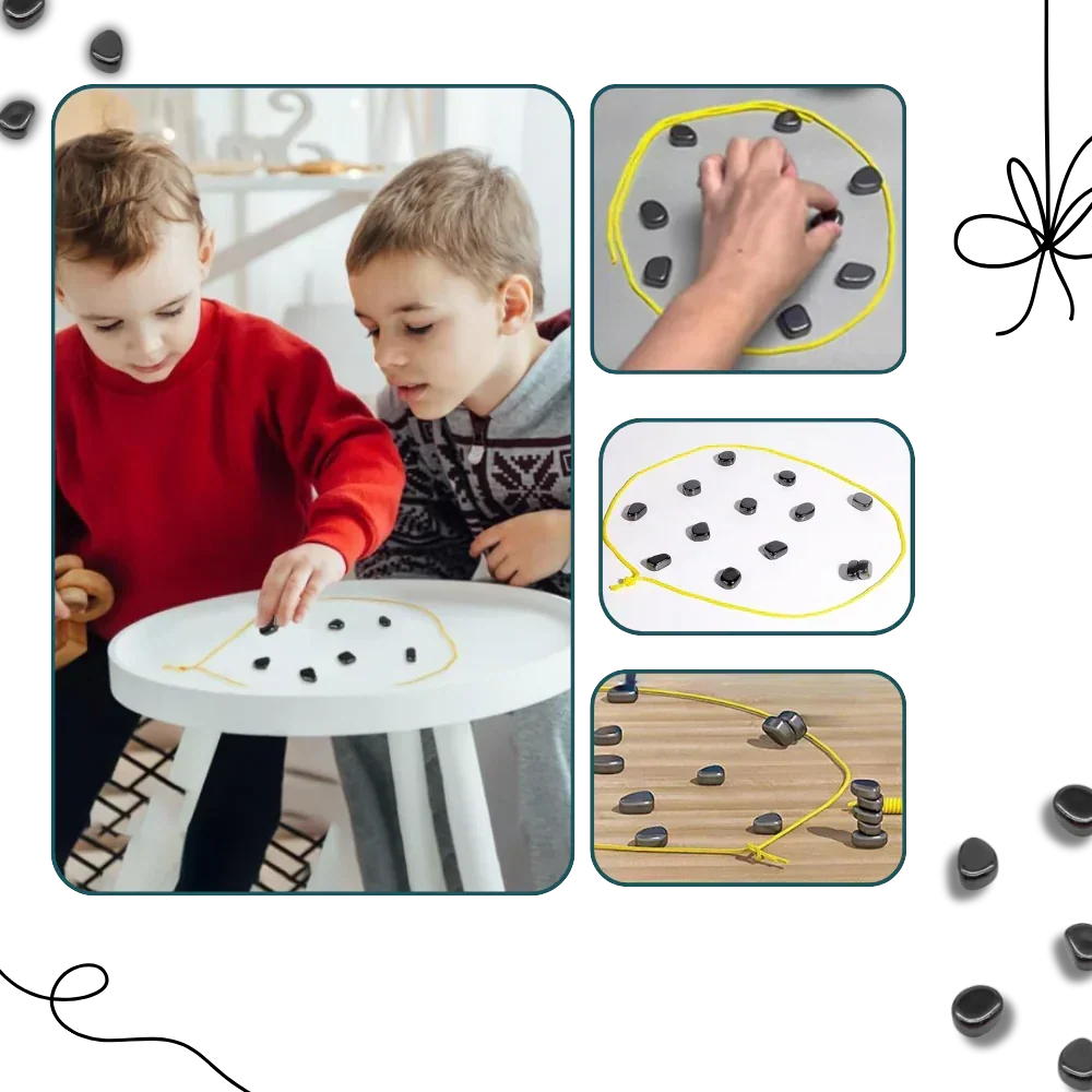 Tabletop Magnetic Repulsion Game – Strategic Spatial Puzzle for Family Gatherings, Travel-Friendly Game Night Challenge with Portable Rope B