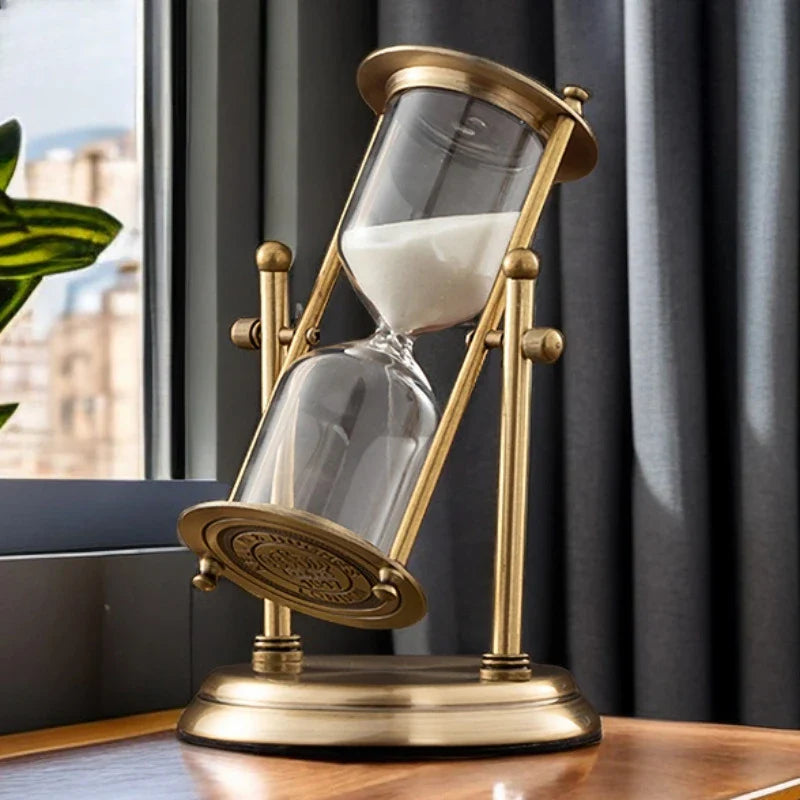 One-Hour Sand Timer Clear Glass Hourglass Decorative Accent for Office Desk Living Room Study Relaxation Meditation Focus Aid Modern Minimal