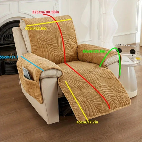Vibrant Leaf Recliner Cover - Anti-Slip Microfibre, Universal Fit