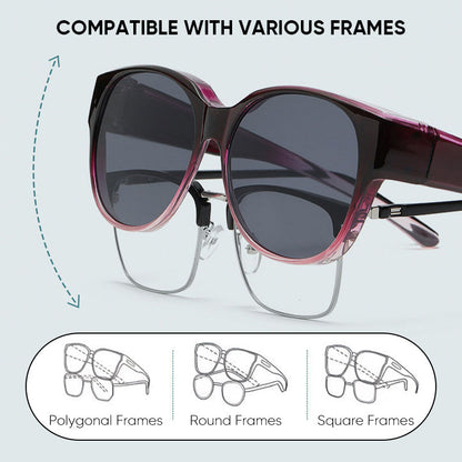 Polarized Over-Prescription-Glasses Sunglasses UV400 Cat-Eye Wraparound Shades for Eyeglass Wearers Driving Outdoor Sports Women Men