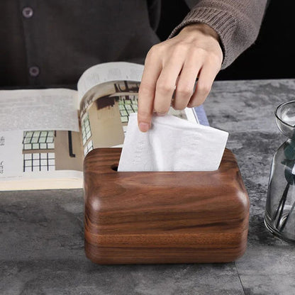 Eldrin Tissue Box Holder - Walnut Wood, Compact Design