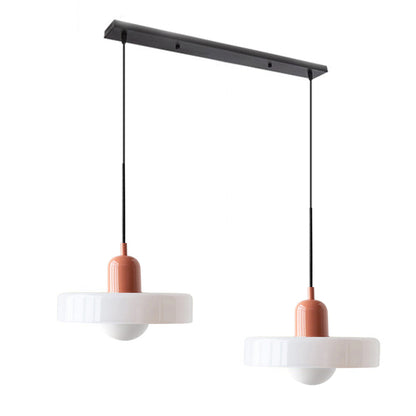 Dual-Shade Glass Hanging Light Fixture G9 Socket 14 Inch Ceiling Mount for Kitchen Island Dining Table Living Room Modern Overhead Lighting