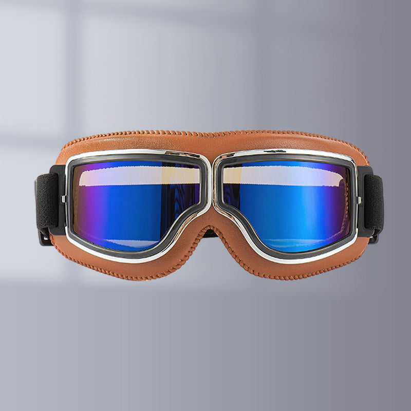 Retro Motorcycle Goggles with Adjustable Strap, UV Protection & Impact-Resistant Polycarbonate Lens for Riding, Cycling & Outdoor Use
