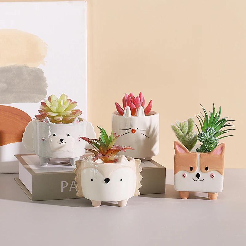 Square Animal Ceramic Succulent Planters