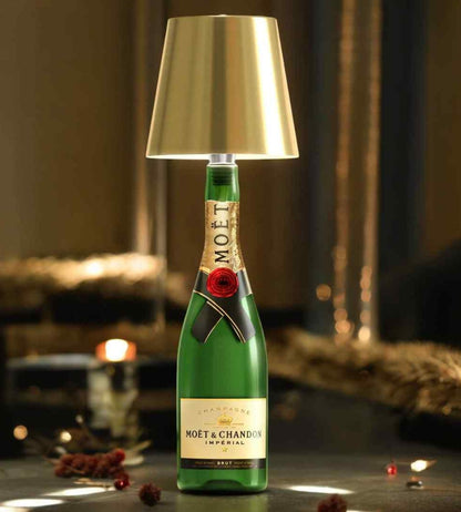 Rechargeable LED Bottle Topper Light 5.5 Inches Wireless Warm Glow Aluminum Cap for Wine Bottles Indoor Outdoor Dining Table Decor Cordless