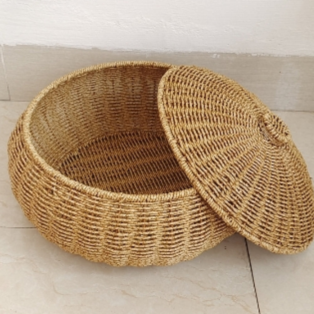 Dome Wicker Storage Basket - Handcrafted Rattan with Secure Lid