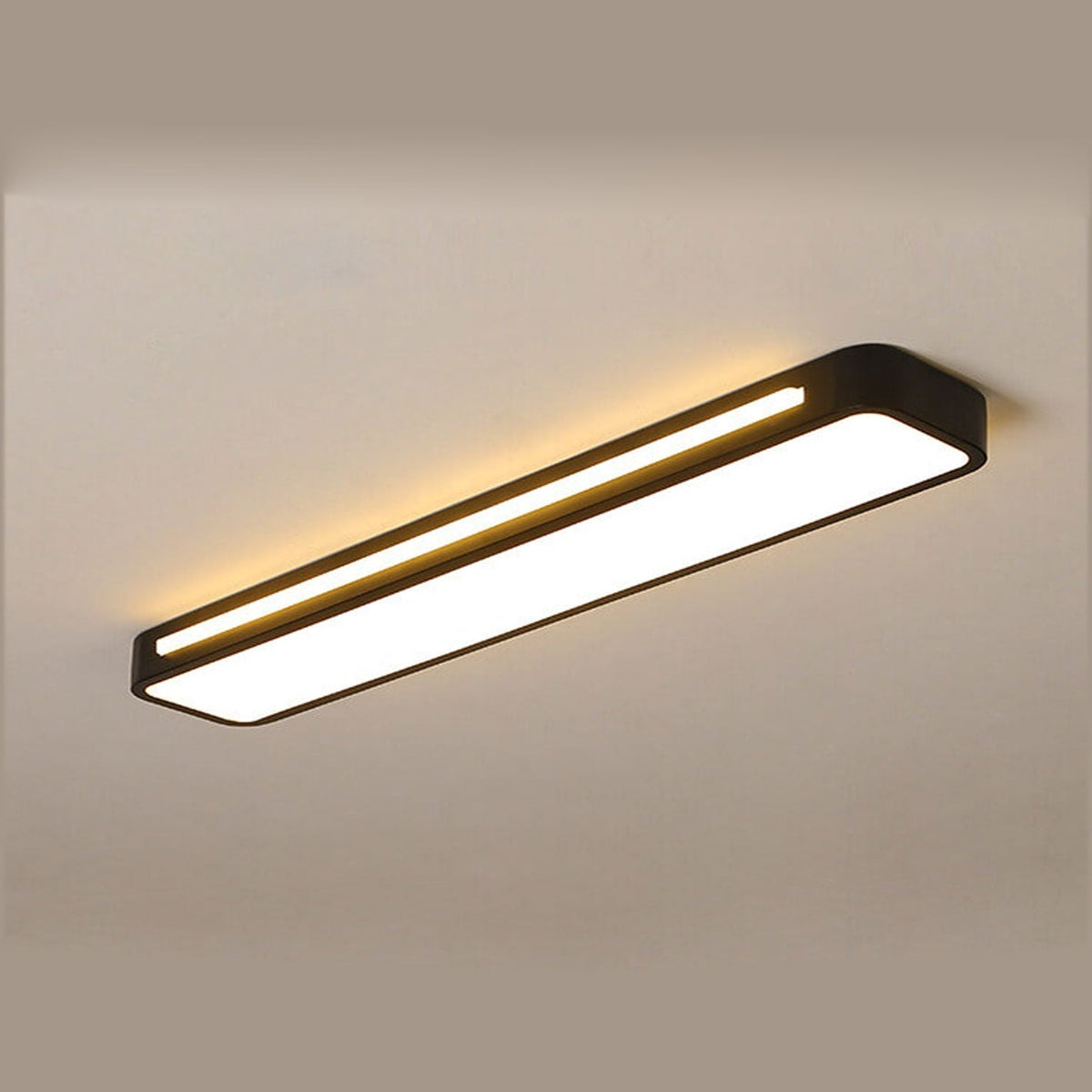 Low-Profile LED Flush Mount Ceiling Light 19 in Black White Acrylic for Bedroom Hallway Living Room Modern Hardwired Fixture