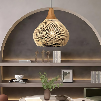 Woven Wicker Ceiling Light 20 in Natural Fiber Shade for Kitchen Island Dining Room Overhead Boho Farmhouse Organic Texture Rope Hanging Fix