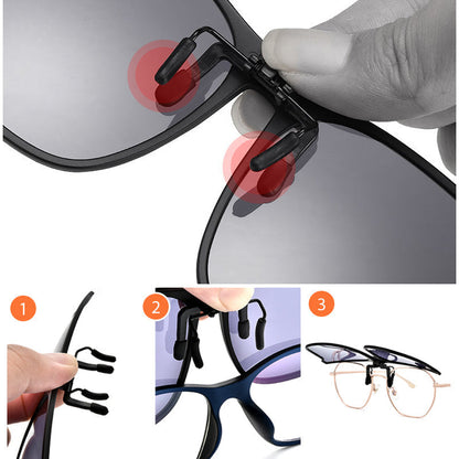 Magnetic Clip-On Polarized Sunglasses Adapter for Prescription Glasses UV Protection Flip-Up Lenses Driving Eyewear Accessory for Eyeglasses