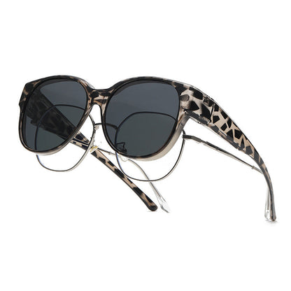 Polarized Over-Prescription-Glasses Sunglasses UV400 Cat-Eye Wraparound Shades for Eyeglass Wearers Driving Outdoor Sports Women Men