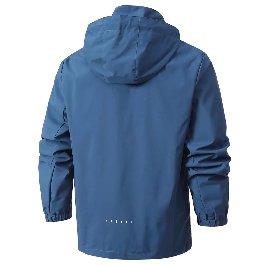 Lightweight Zip-Front Rain Jacket with Hood – Breathable Weather Shell for Men