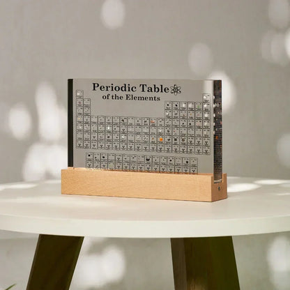 Illuminated Chemistry Display with 83 Authentic Element Specimens | Educational Desk Decor Acrylic Periodic Table Light for Science Lovers
