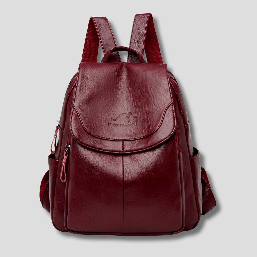 Women's Textured Leather Backpack with Security Features for Work, Travel & Daily Use