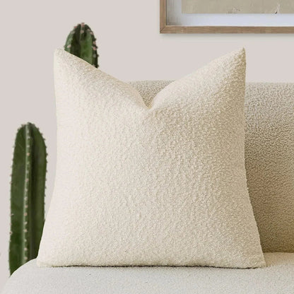 Textured Boucle Pillow Case 18×18 Inches Soft Cover for Couch Bedroom Chair Minimalist Neutral Decor Accent Throw Cushion for Modern Home