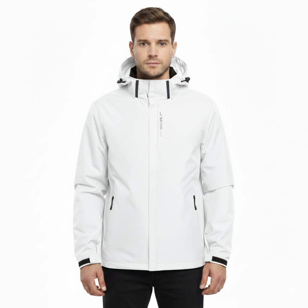 Lightweight Zip-Front Rain Jacket with Hood – Breathable Weather Shell for Men