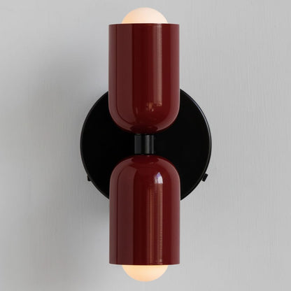 Two-Tone Glass Wall Sconce with Dual Light Uplight Downlight for Bedroom Living Room Hallway Modern Minimalist Home Accent Lighting