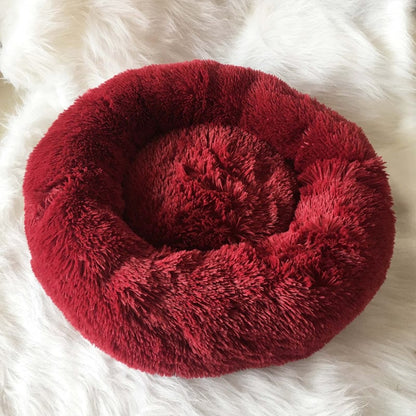 Round Raised-Edge Pet Bed with Plush Faux Fur Fill for Dogs & Cats