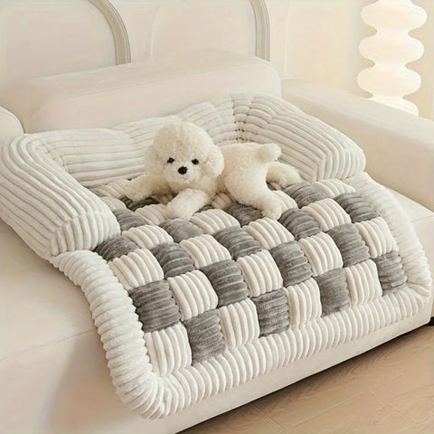 Paxley Dog Bed - Checkered Plaid, Ultra-Soft Fleece for Large Dogs