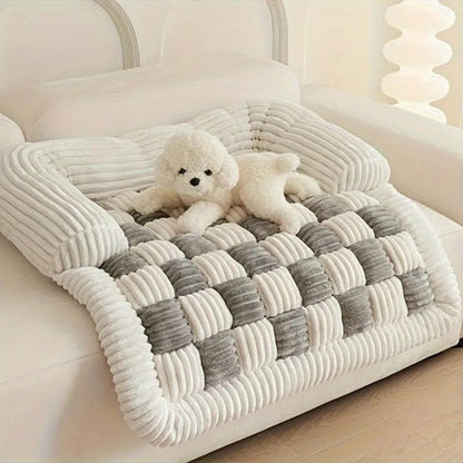 Paxley Dog Bed - Checkered Plaid, Ultra-Soft Fleece for Large Dogs