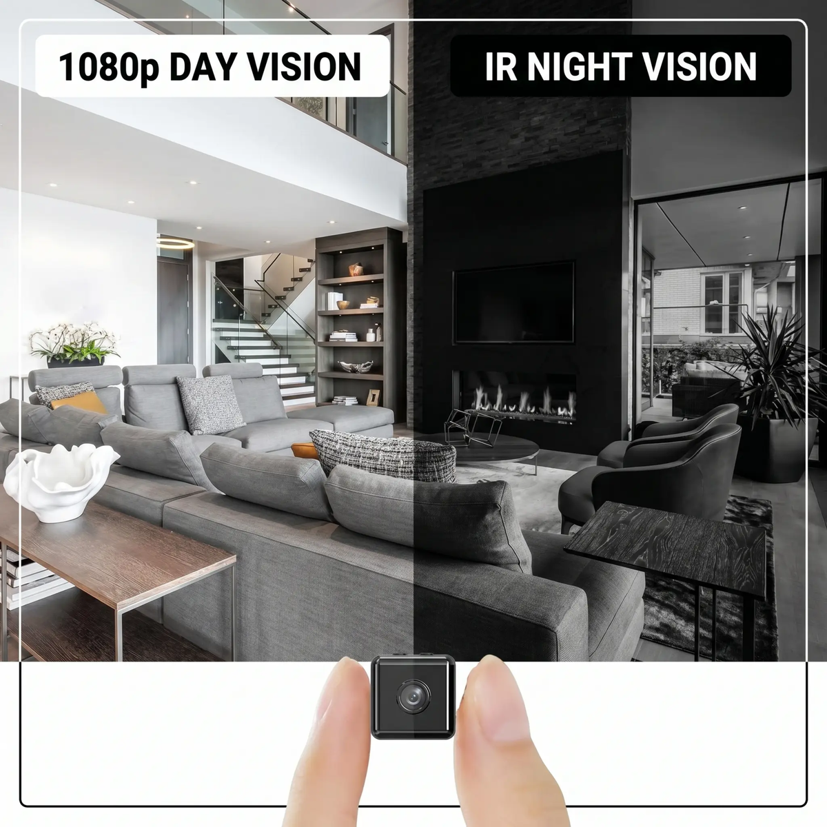 Compact HD Security Camera WiFi Enabled Weather-Resistant 1080p Live View Motion Detection Night Vision for Home Office Garage Porch