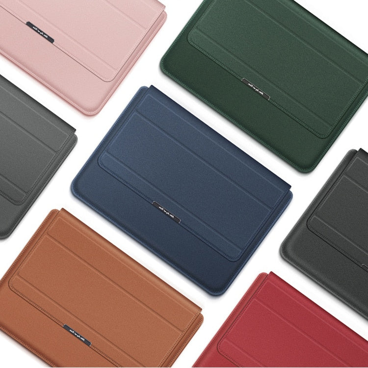 Convertible Notebook Case with Adjustable Angle Riser 11-16 Inch Slim Carrying Pouch Workspace Organizer for Remote Workers Students