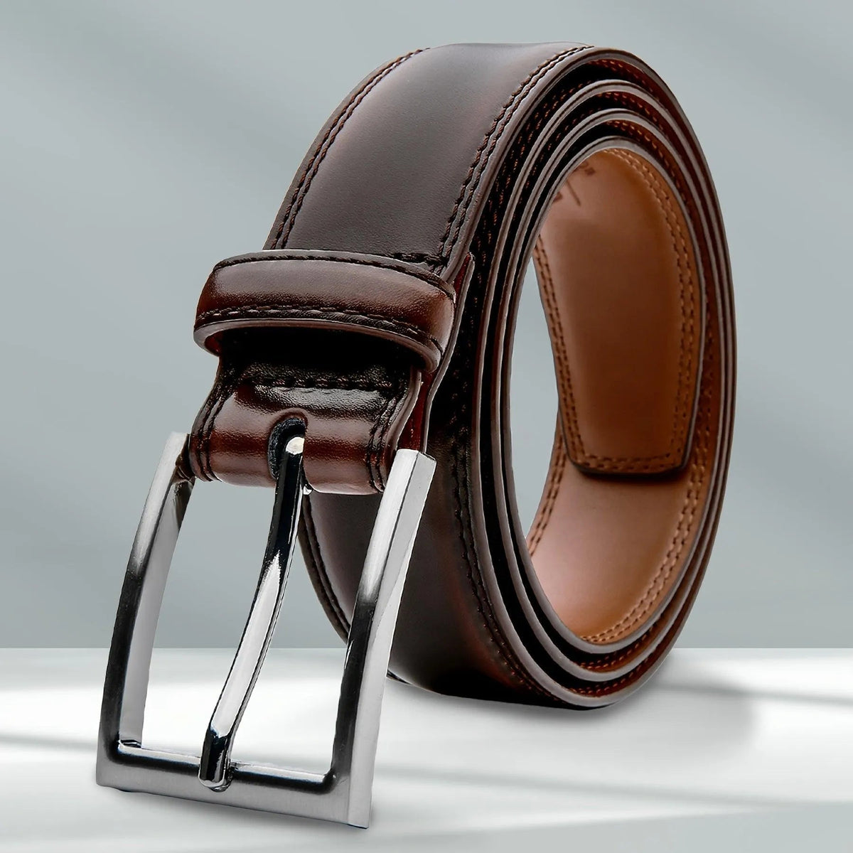 Genuine Leather Belt with Classic Pin Buckle for Men & Women – Versatile Dress Belt for Business & Casual Wear in 7 Colors & Waist Sizes 30-
