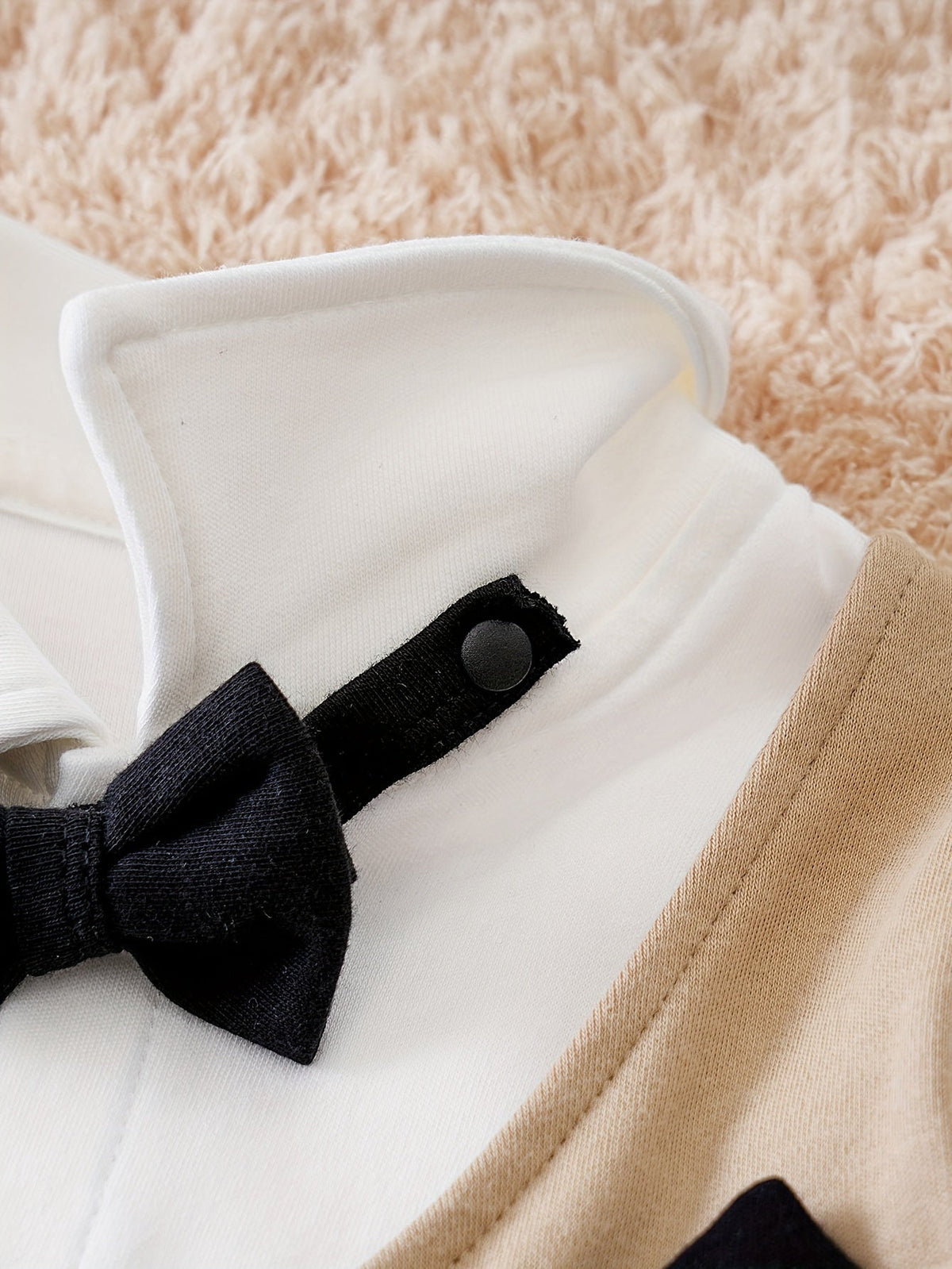 Baby Boy Formal Romper with Bow Tie | Dapper Tuxedo One-Piece Outfit for Infants & Toddlers | Cotton Gentleman Suit for Weddings