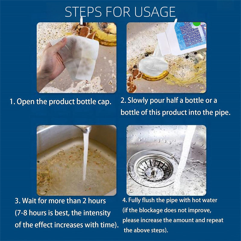 Drain Cleaner Powder for Kitchen Sink Bathroom Shower Clogs Hair Grease Odor Eliminator Safe Pipes RV Septic Systems Fast Acting Gel Treatme