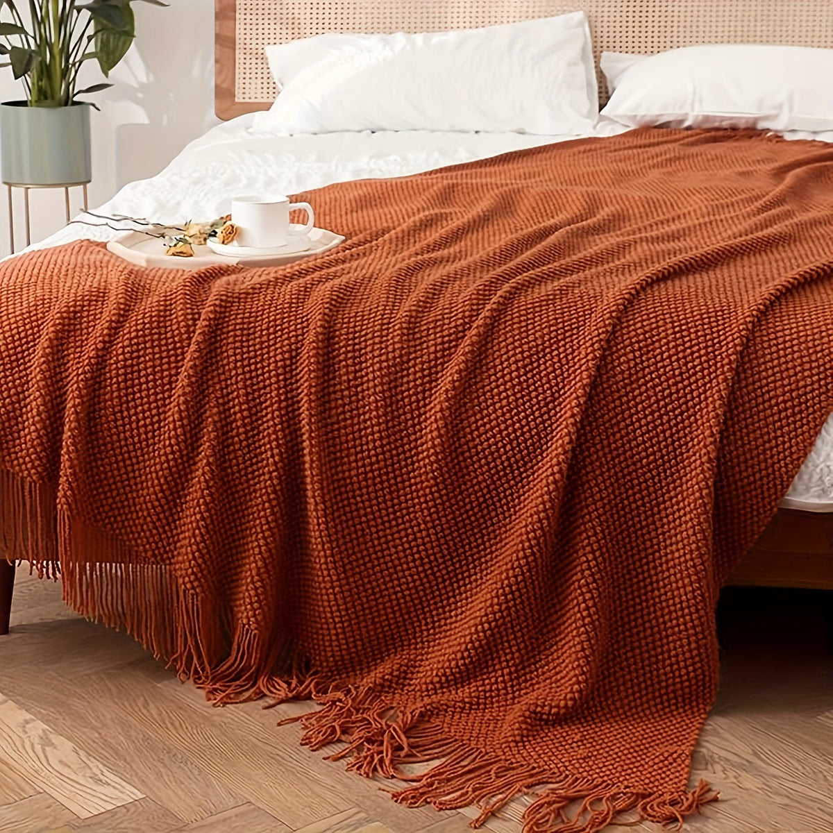 Maven Morandi Blanket - Soft Knitted Polyester, Lodge Style