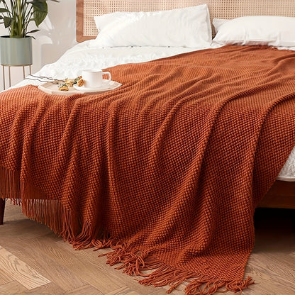 Maven Morandi Blanket - Soft Knitted Polyester, Lodge Style