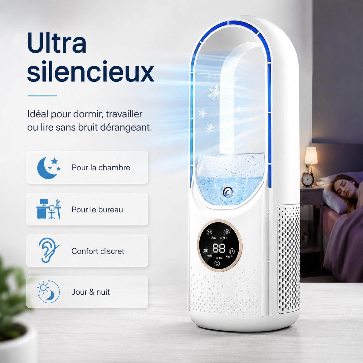 Portable USB Air Cooler Fan with Humidifier & Filter – 6-Speed Personal Desktop Cooling Fan for Home Office Travel Camping – Quiet