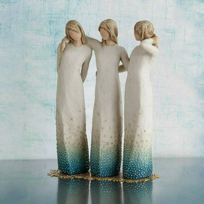 Resin Sister Figurine Statue - Handcrafted Bond of Friendship Decor for Home Shelf Display