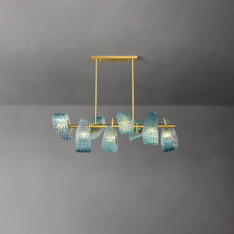 19-Light Glass Ceiling Fixture with Peacock Art Design for Dining Rooms & Large Spaces