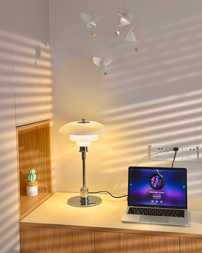 Glass Desk Lamp with Adjustable Light Temperature 19 inches Tall for Home Office Bedside Reading Study Room Work Surface Illumination Nights