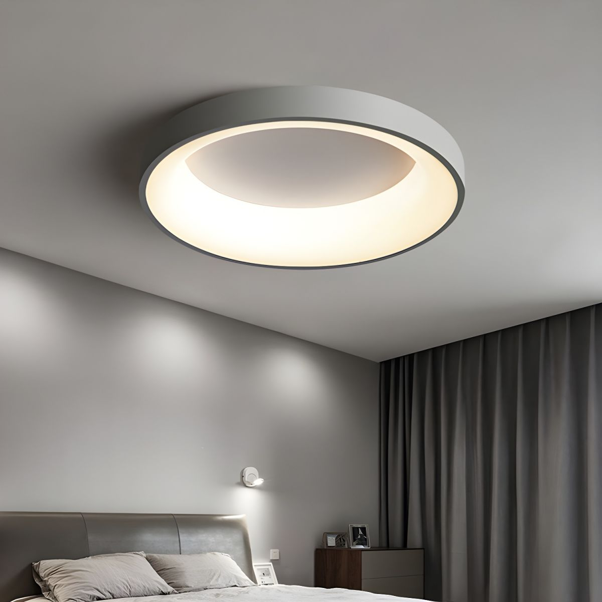 Round Flush Mount LED Fixture Iron Acrylic Low Profile for Bedroom Hallway Living Room Kitchen Dining Room Modern Minimalist Slim Design