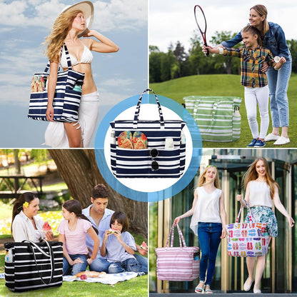 Ortekor Waterproof Beach Tote Bag with Zipper & Sandproof Design | Large Capacity for Travel and Gym