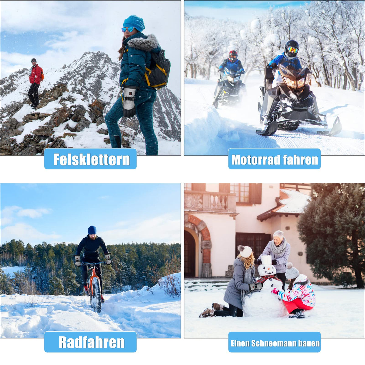 Battery-Powered Heated Winter Gloves with Touchscreen Fingers & 3 Temperature Settings for Skiing, Outdoor Work