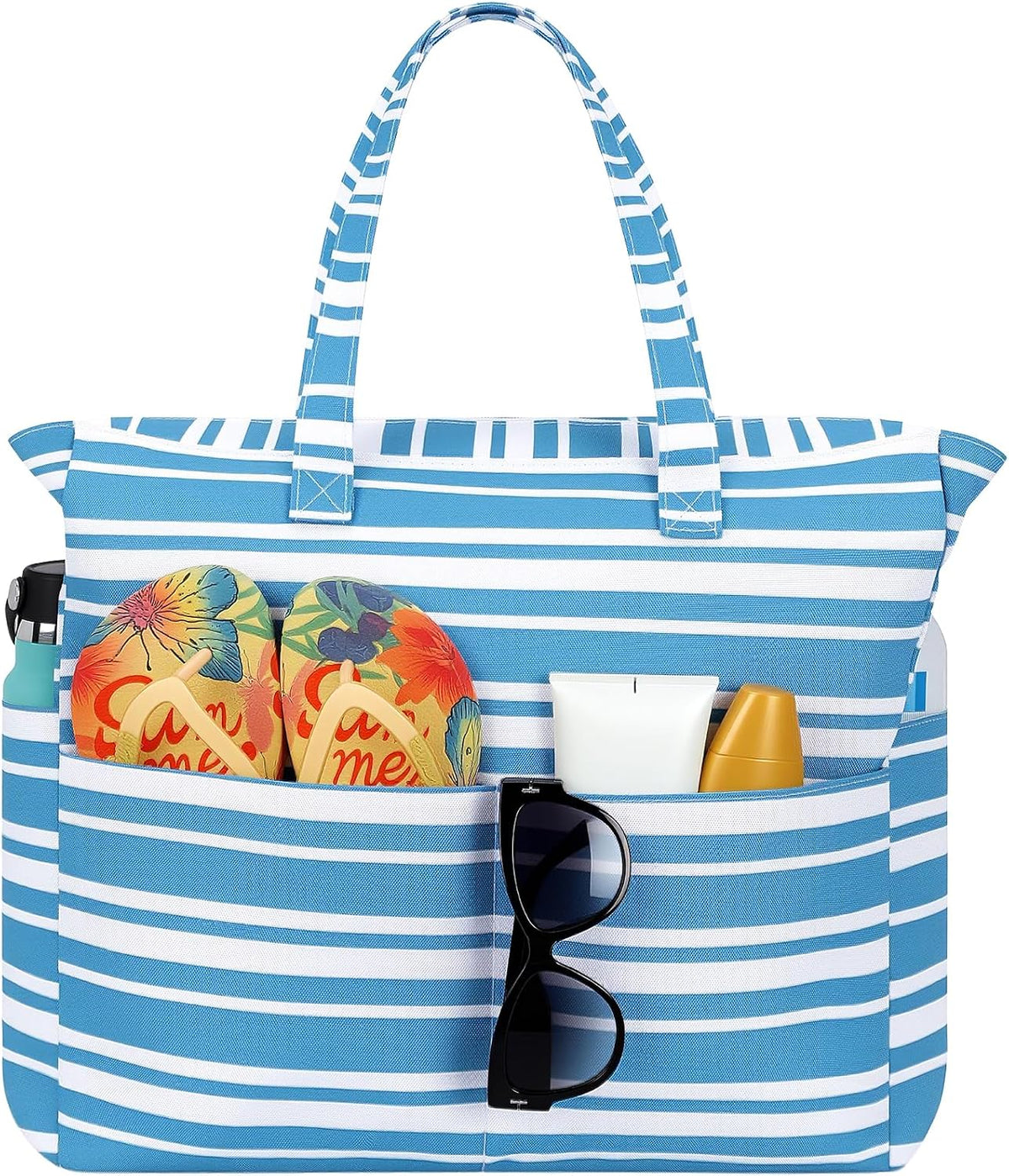 Ortekor Waterproof Beach Tote Bag with Zipper & Sandproof Design | Large Capacity for Travel and Gym